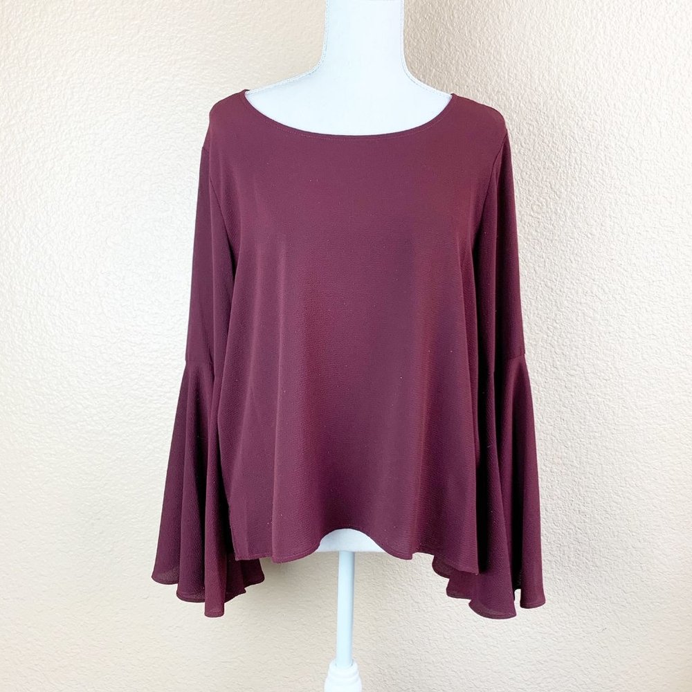Vince Camuto Burgundy Bell Sleeve Blouse